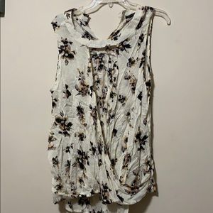 Floral and white V neck tank